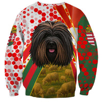 Hungary Sweatshirt with Puli Dog Illustration Design and Red Green Hexagon - Wonder Print Shop