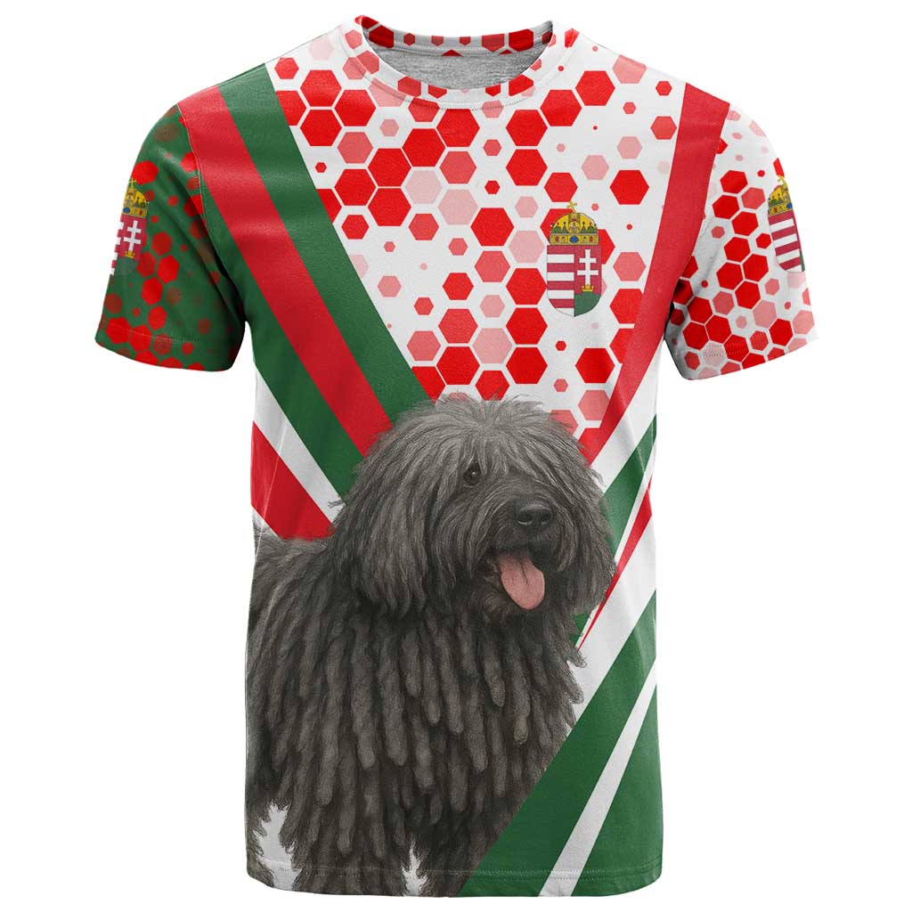 Hungary T Shirt with Puli Dog Illustration Design and Red Green Hexagon - Wonder Print Shop