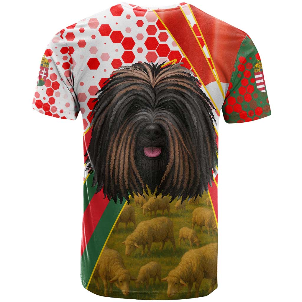 Hungary T Shirt with Puli Dog Illustration Design and Red Green Hexagon - Wonder Print Shop