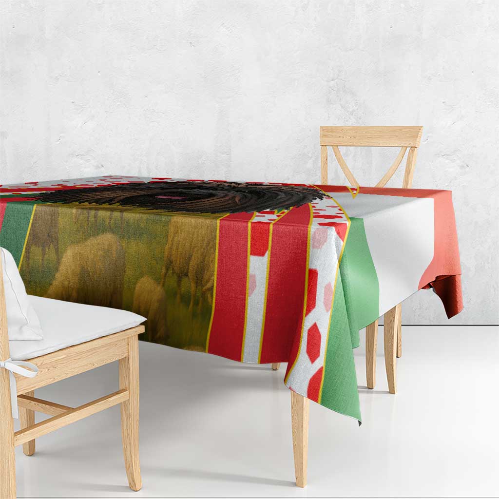 Hungary Tablecloth with Puli Dog Illustration Design and Red Green Hexagon - Wonder Print Shop