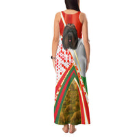 Hungary Tank Maxi Dress with Puli Dog Illustration Design and Red Green Hexagon - Wonder Print Shop