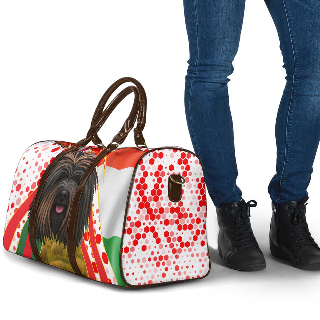 Hungary Travel Bag with Puli Dog Illustration Design and Red Green Hexagon - Wonder Print Shop