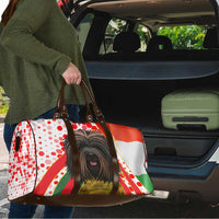 Hungary Travel Bag with Puli Dog Illustration Design and Red Green Hexagon - Wonder Print Shop