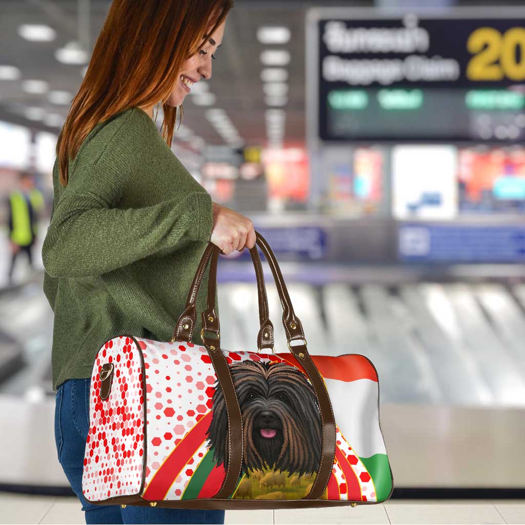 Hungary Travel Bag with Puli Dog Illustration Design and Red Green Hexagon - Wonder Print Shop