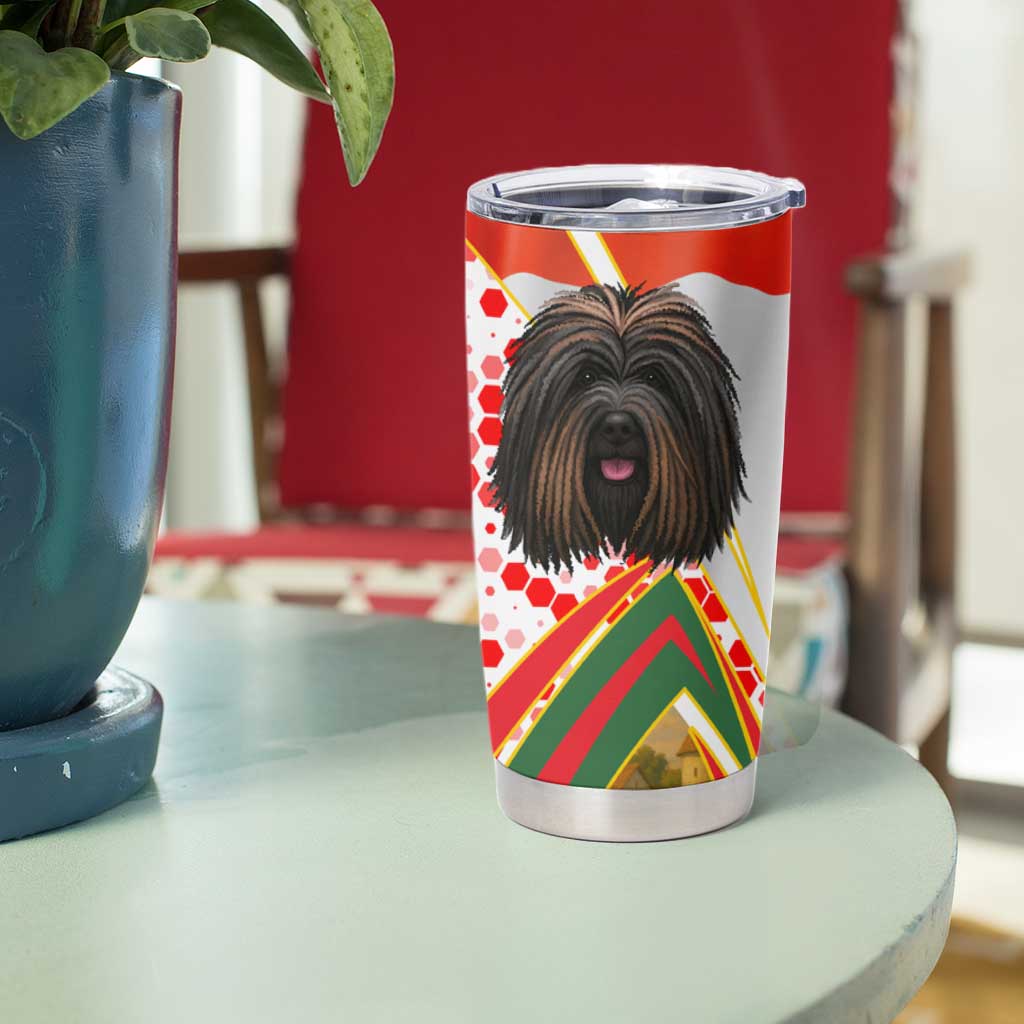 Hungary Tumbler Cup with Puli Dog Illustration Design and Red Green Hexagon - Wonder Print Shop