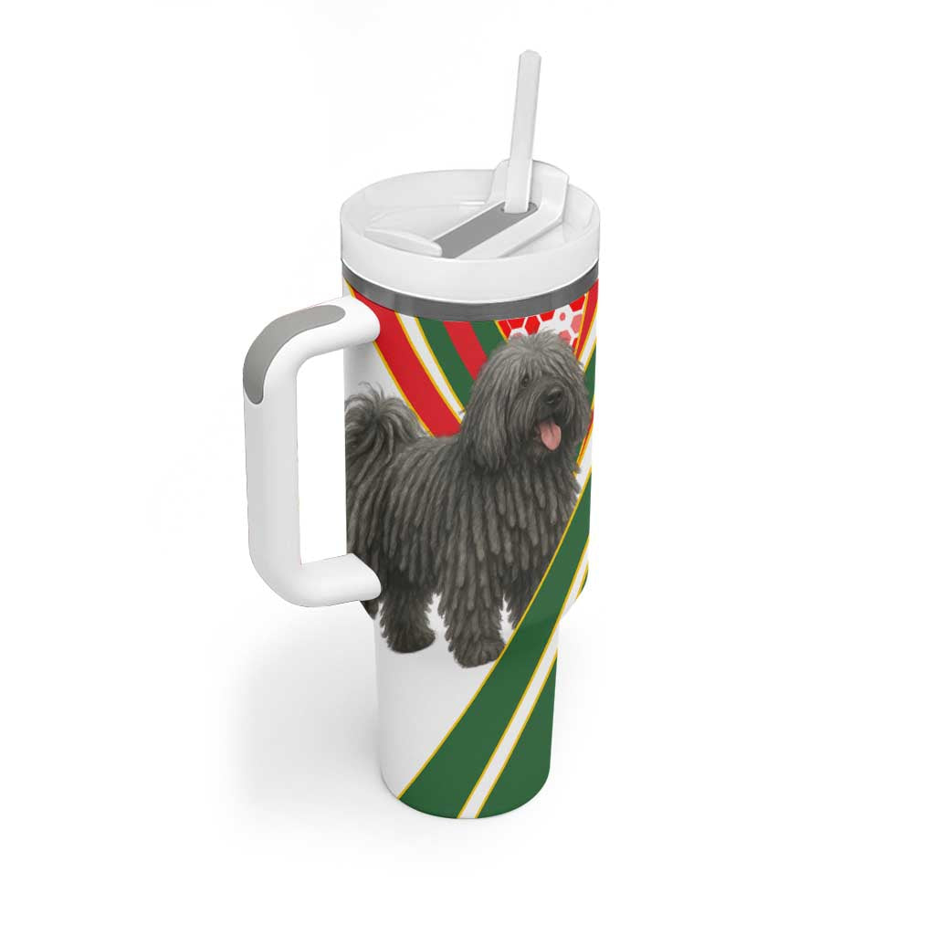 Hungary Tumbler With Handle with Puli Dog Illustration Design and Red Green Hexagon - Wonder Print Shop