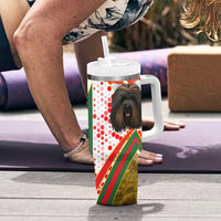 Hungary Tumbler With Handle with Puli Dog Illustration Design and Red Green Hexagon - Wonder Print Shop