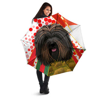 Hungary Umbrella with Puli Dog Illustration Design and Red Green Hexagon - Wonder Print Shop