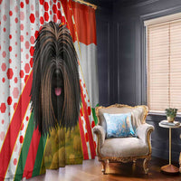 Hungary Window Curtain with Puli Dog Illustration Design and Red Green Hexagon - Wonder Print Shop