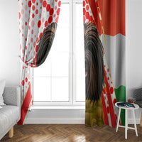 Hungary Window Curtain with Puli Dog Illustration Design and Red Green Hexagon - Wonder Print Shop