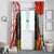Hungary Window Curtain with Puli Dog Illustration Design and Red Green Hexagon - Wonder Print Shop