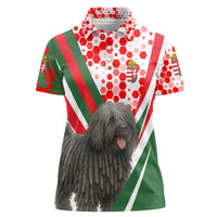 Hungary Women Polo Shirt with Puli Dog Illustration Design and Red Green Hexagon - Wonder Print Shop
