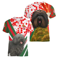 Hungary Women V-Neck T-Shirt with Puli Dog Illustration Design and Red Green Hexagon - Wonder Print Shop