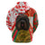 Hungary Zip Hoodie with Puli Dog Illustration Design and Red Green Hexagon - Wonder Print Shop