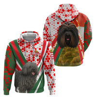 Hungary Zip Hoodie with Puli Dog Illustration Design and Red Green Hexagon - Wonder Print Shop