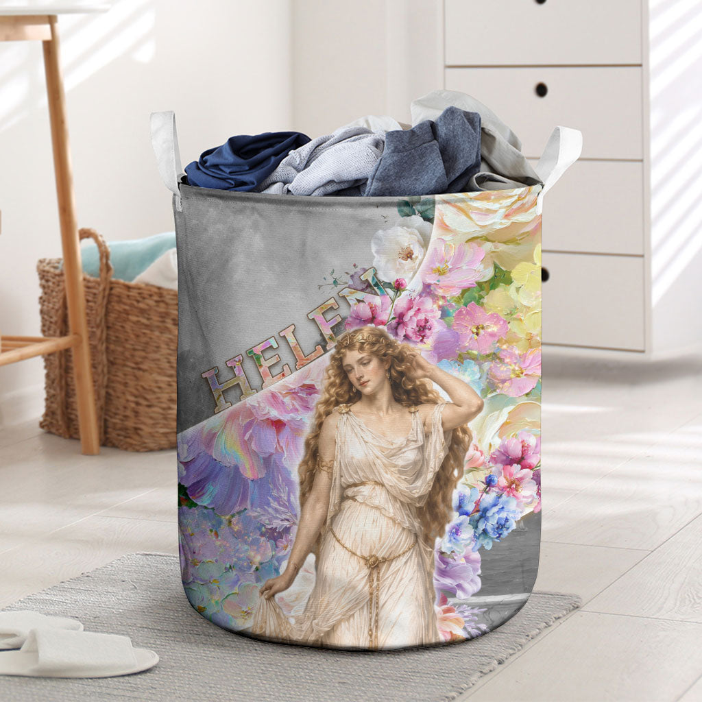 Helen Of Troy Laundry Basket Ancient Greek Mythology Floral Goddess Portrait