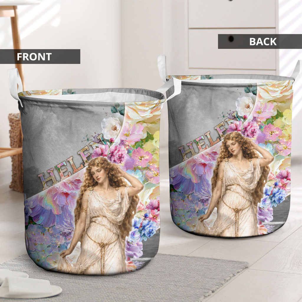 Helen Of Troy Laundry Basket Ancient Greek Mythology Floral Goddess Portrait