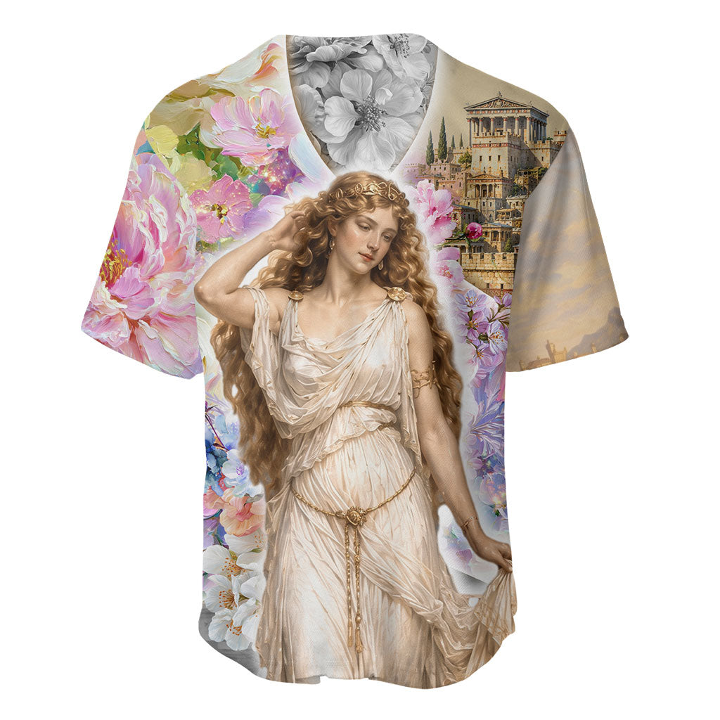 Helen Of Troy Baseball Jersey Ancient Greek Mythology Floral Goddess Portrait