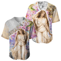 Helen Of Troy Baseball Jersey Ancient Greek Mythology Floral Goddess Portrait