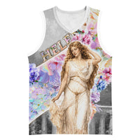 Helen Of Troy Basketball Jersey Ancient Greek Mythology Floral Goddess Portrait