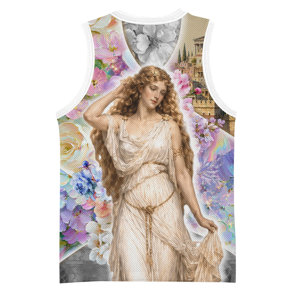 Helen Of Troy Basketball Jersey Ancient Greek Mythology Floral Goddess Portrait