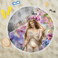 Helen Of Troy Beach Blanket Ancient Greek Mythology Floral Goddess Portrait