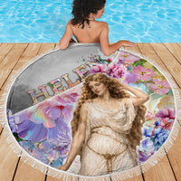 Helen Of Troy Beach Blanket Ancient Greek Mythology Floral Goddess Portrait