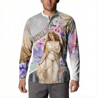 Helen Of Troy Button Sweatshirt Ancient Greek Mythology Floral Goddess Portrait