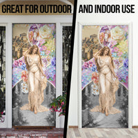 Helen Of Troy Door Cover Ancient Greek Mythology Floral Goddess Portrait