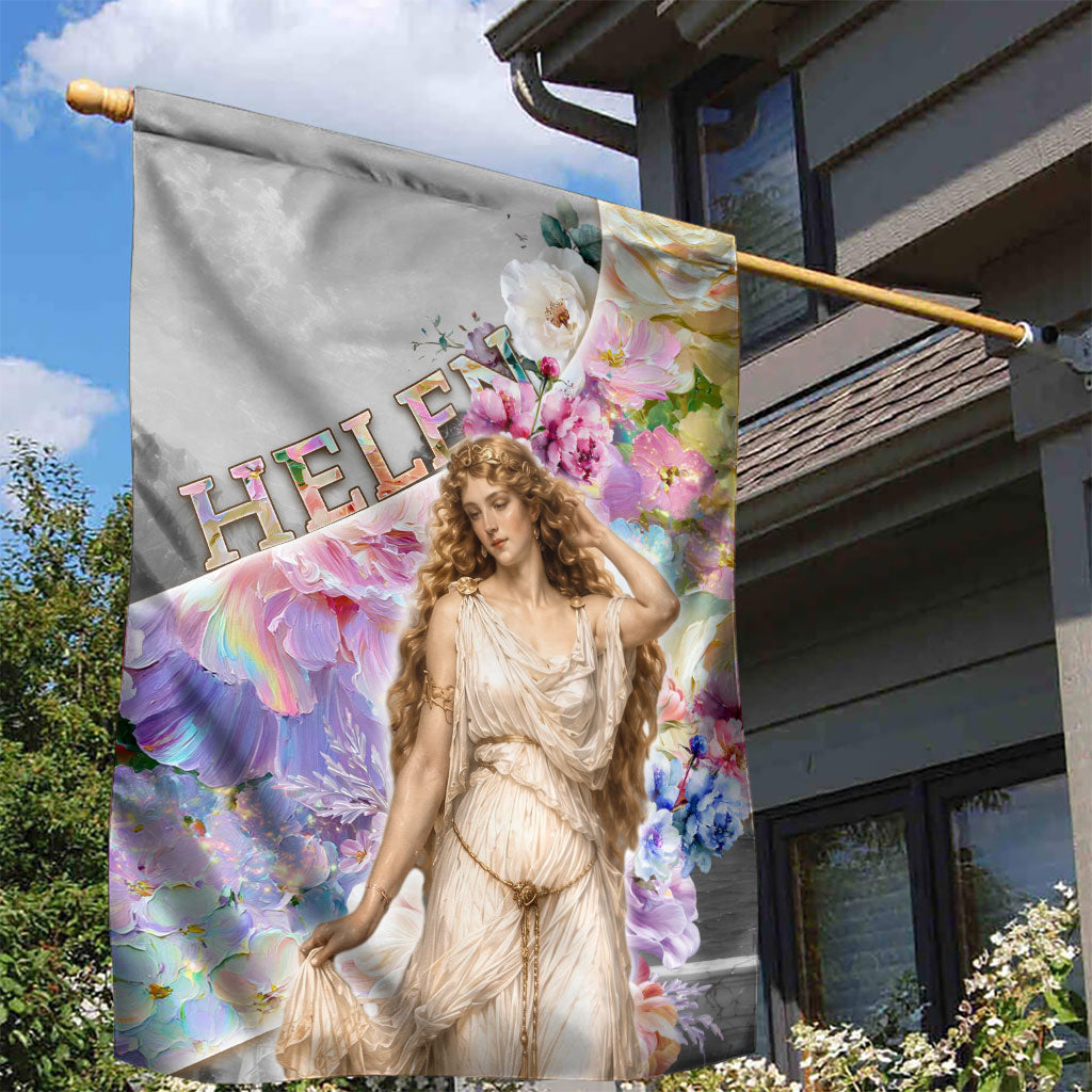 Helen Of Troy Garden Flag Ancient Greek Mythology Floral Goddess Portrait