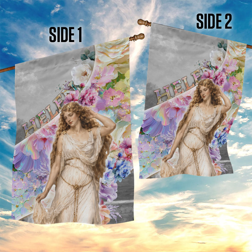 Helen Of Troy Garden Flag Ancient Greek Mythology Floral Goddess Portrait