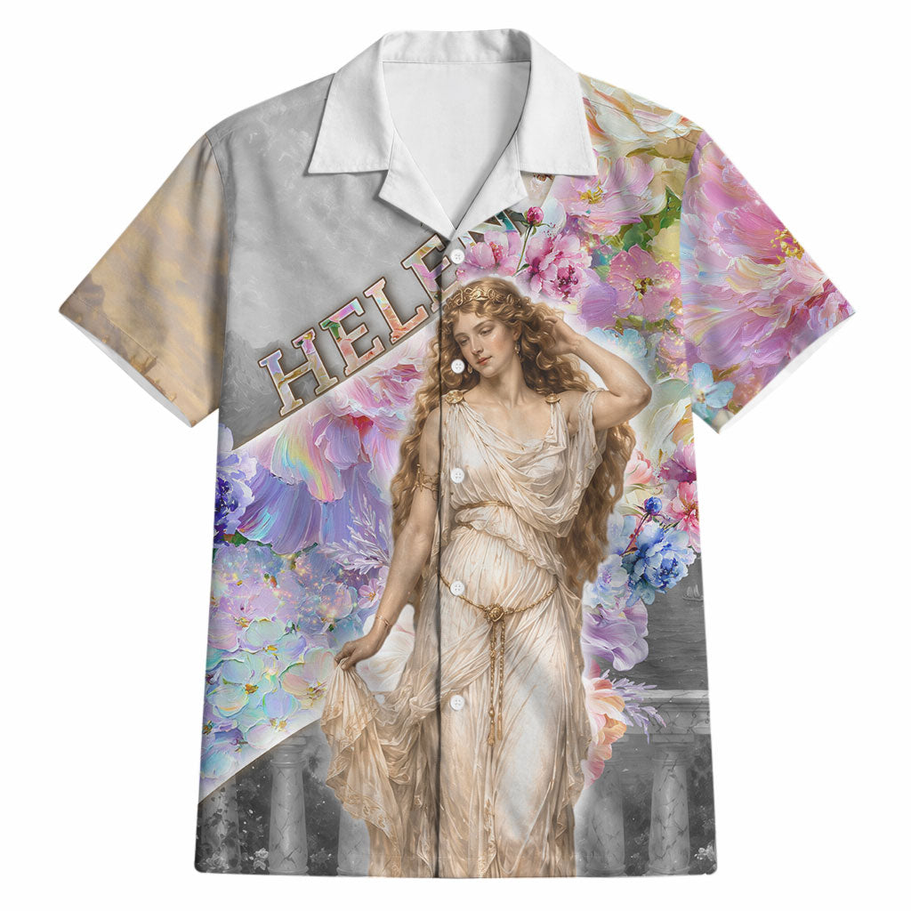 Helen Of Troy Hawaiian Shirt Ancient Greek Mythology Floral Goddess Portrait