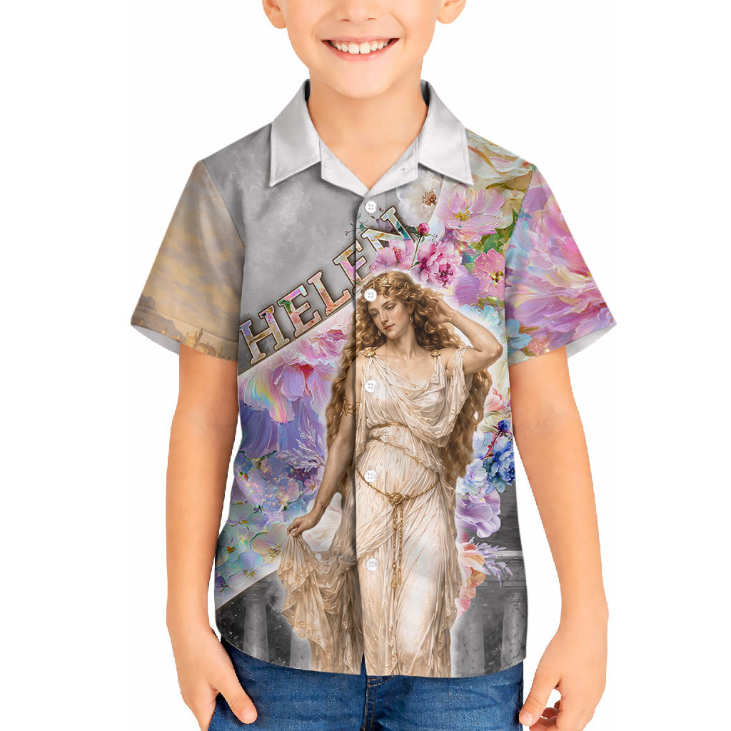 Helen Of Troy Hawaiian Shirt Ancient Greek Mythology Floral Goddess Portrait