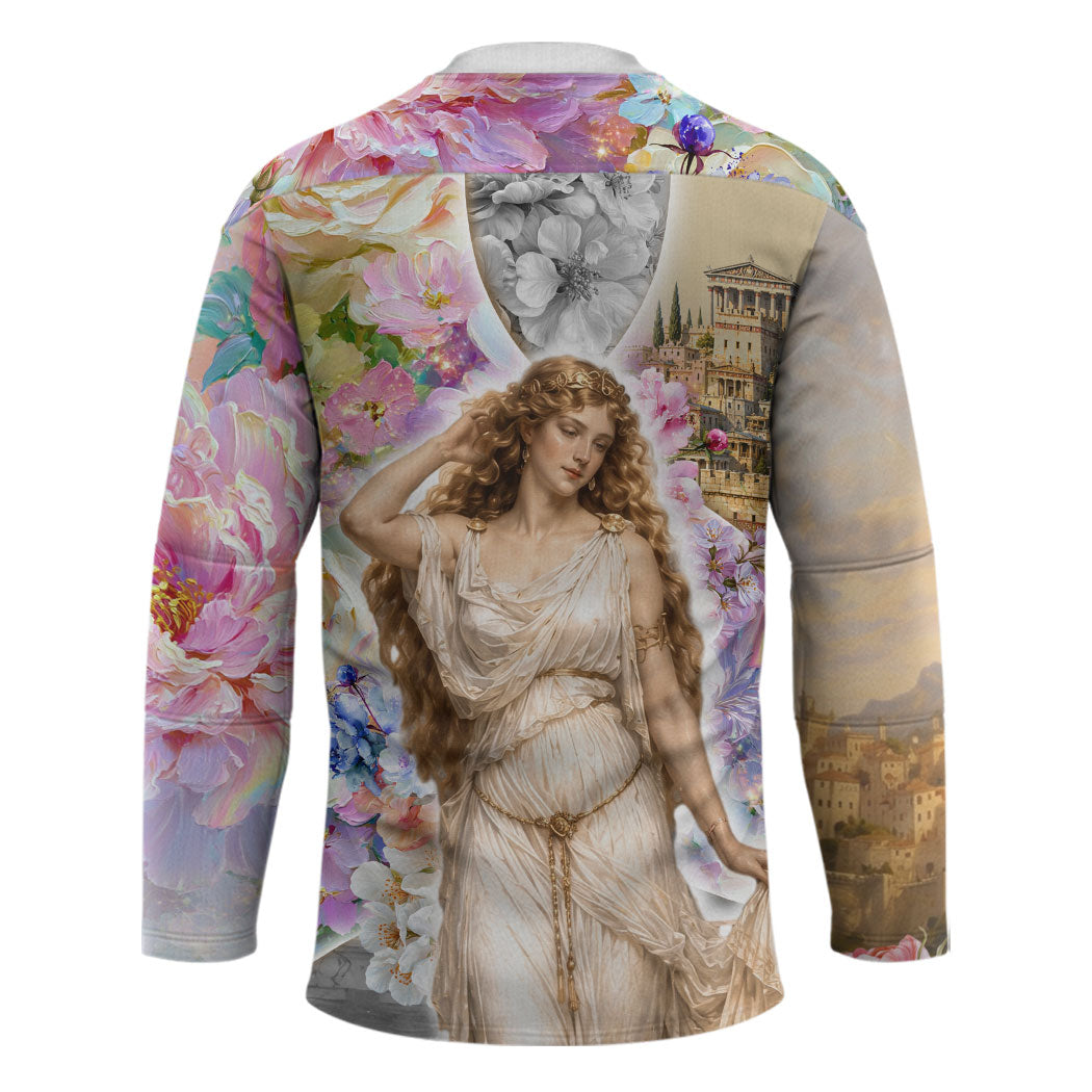 Helen Of Troy Hockey Jersey Ancient Greek Mythology Floral Goddess Portrait