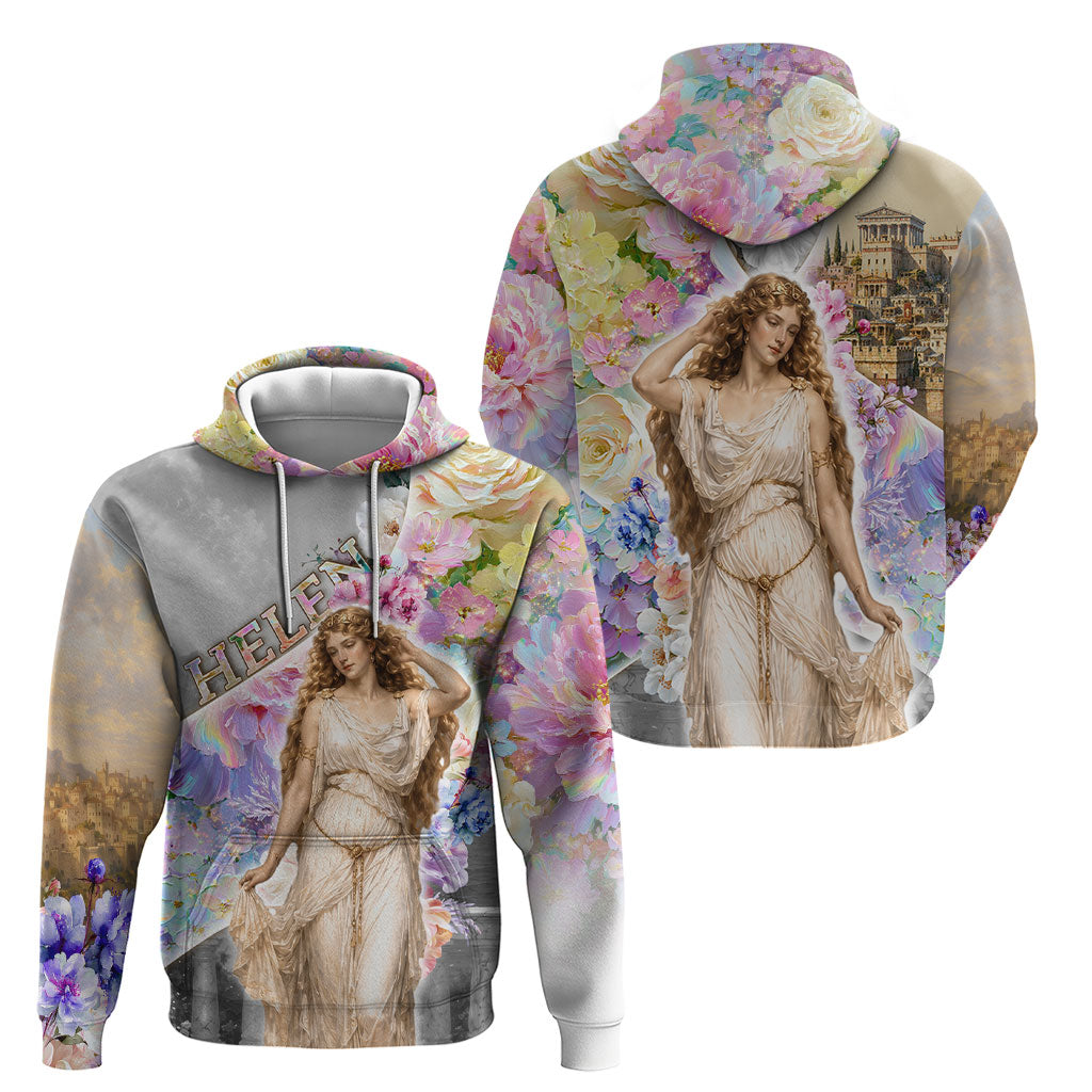 Helen Of Troy Hoodie Ancient Greek Mythology Floral Goddess Portrait