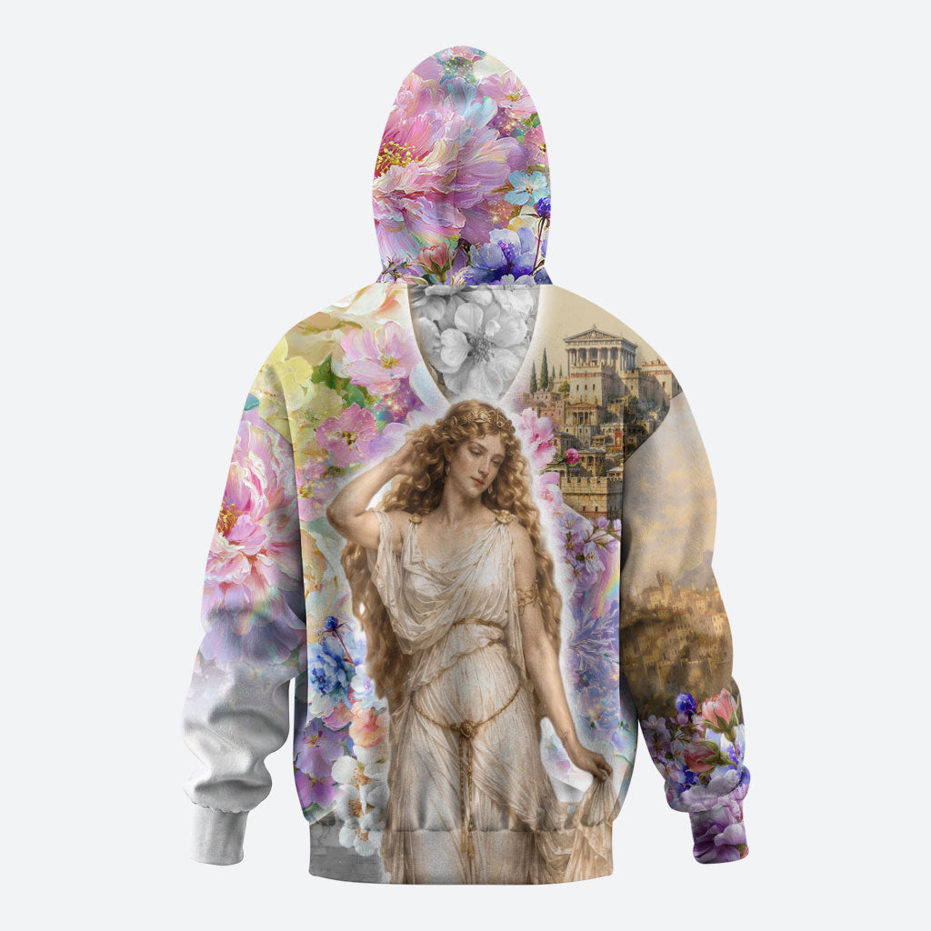 Helen Of Troy Hoodie Ancient Greek Mythology Floral Goddess Portrait