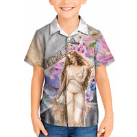 Helen Of Troy Kid Hawaiian Shirt Ancient Greek Mythology Floral Goddess Portrait