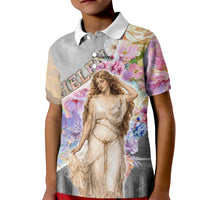 Helen Of Troy Kid Polo Shirt Ancient Greek Mythology Floral Goddess Portrait