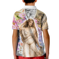 Helen Of Troy Kid Polo Shirt Ancient Greek Mythology Floral Goddess Portrait