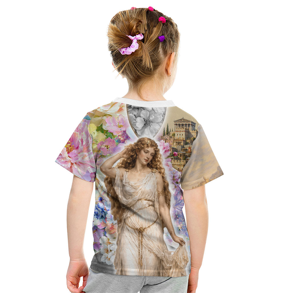 Helen Of Troy Kid T Shirt Ancient Greek Mythology Floral Goddess Portrait