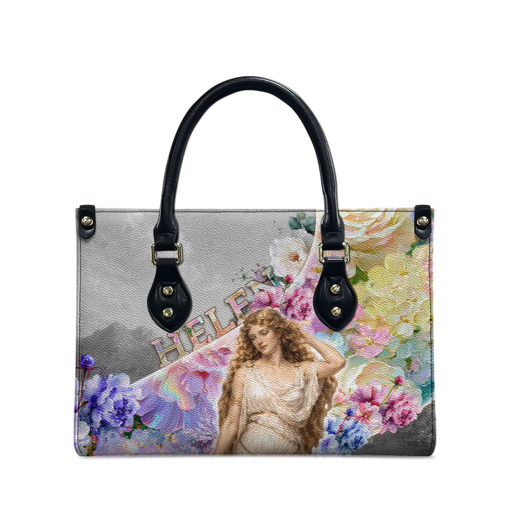 Helen Of Troy Leather Bag Ancient Greek Mythology Floral Goddess Portrait