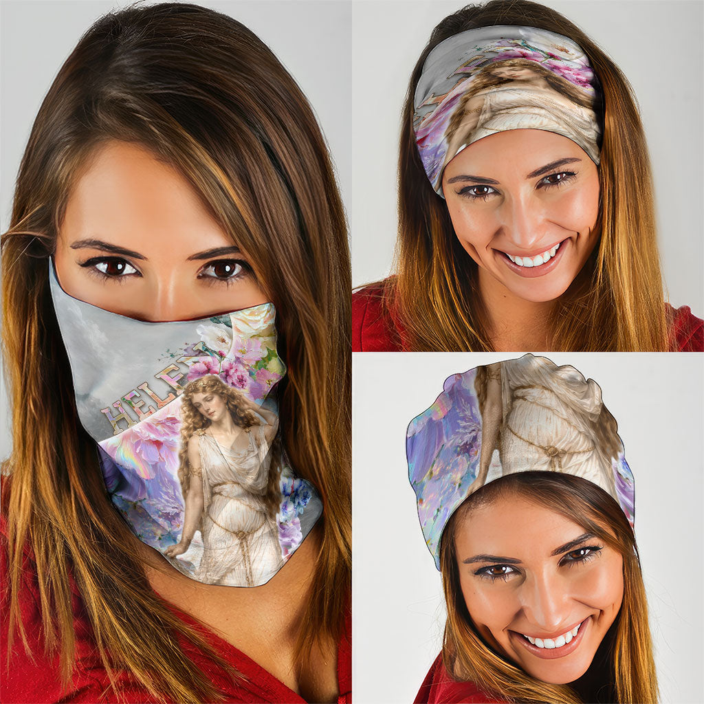 Helen Of Troy Neck Gaiter Ancient Greek Mythology Floral Goddess Portrait