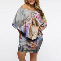 Helen Of Troy Off Shoulder Short Dress Ancient Greek Mythology Floral Goddess Portrait
