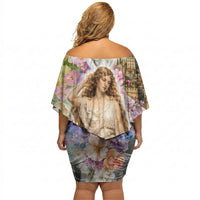 Helen Of Troy Off Shoulder Short Dress Ancient Greek Mythology Floral Goddess Portrait