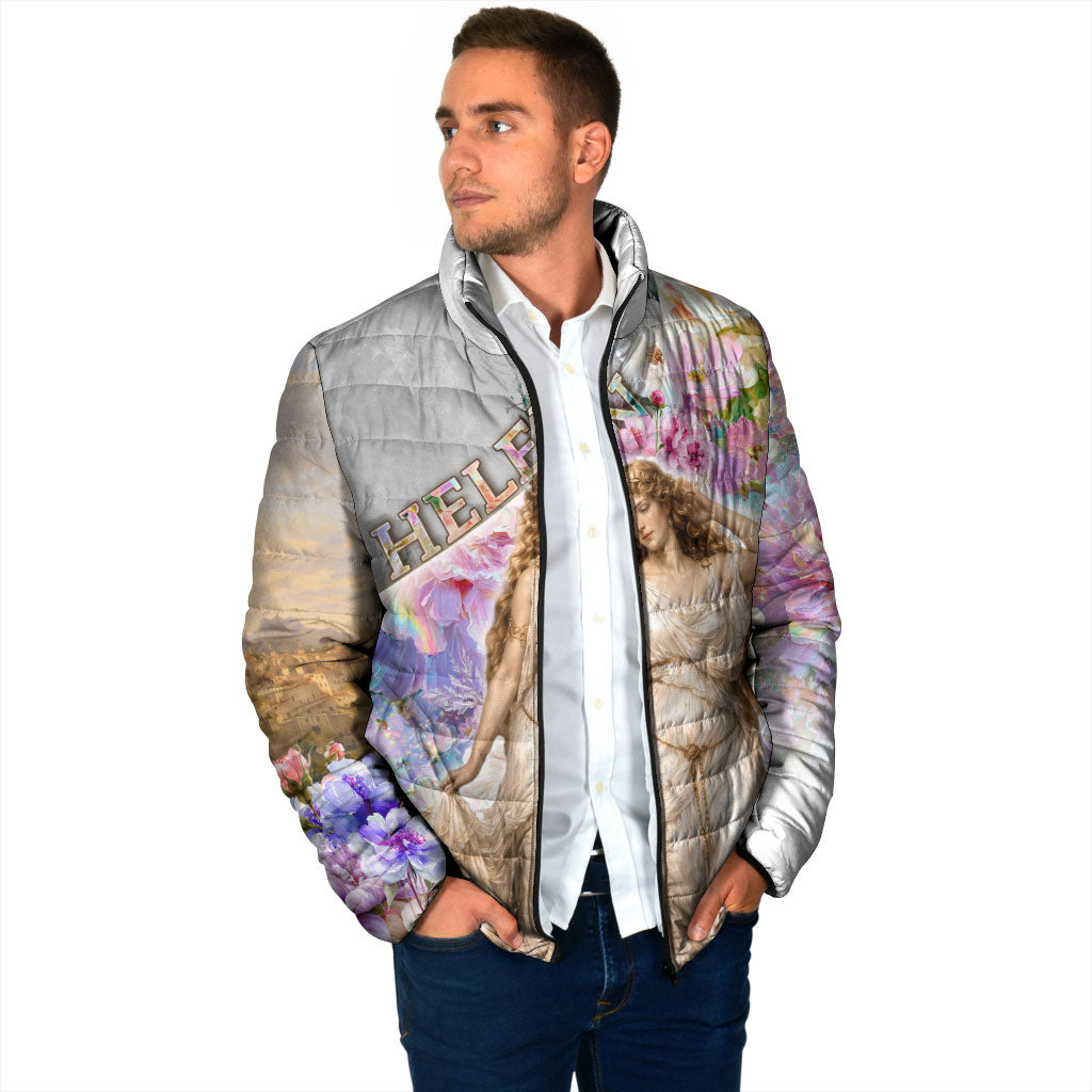 Helen Of Troy Padded Jacket Ancient Greek Mythology Floral Goddess Portrait