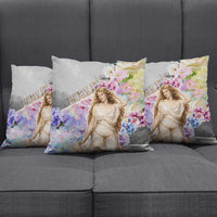 Helen Of Troy Pillow Cover Ancient Greek Mythology Floral Goddess Portrait