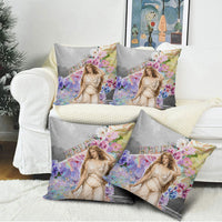 Helen Of Troy Pillow Cover Ancient Greek Mythology Floral Goddess Portrait