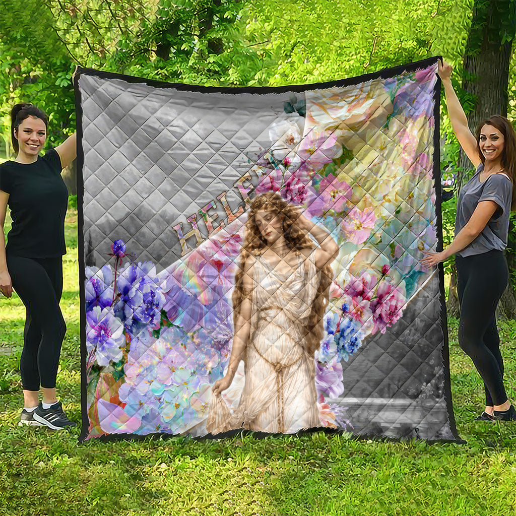 Helen Of Troy Quilt Ancient Greek Mythology Floral Goddess Portrait