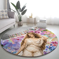 Helen Of Troy Round Carpet Ancient Greek Mythology Floral Goddess Portrait