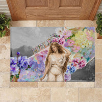 Helen Of Troy Rubber Doormat Ancient Greek Mythology Floral Goddess Portrait